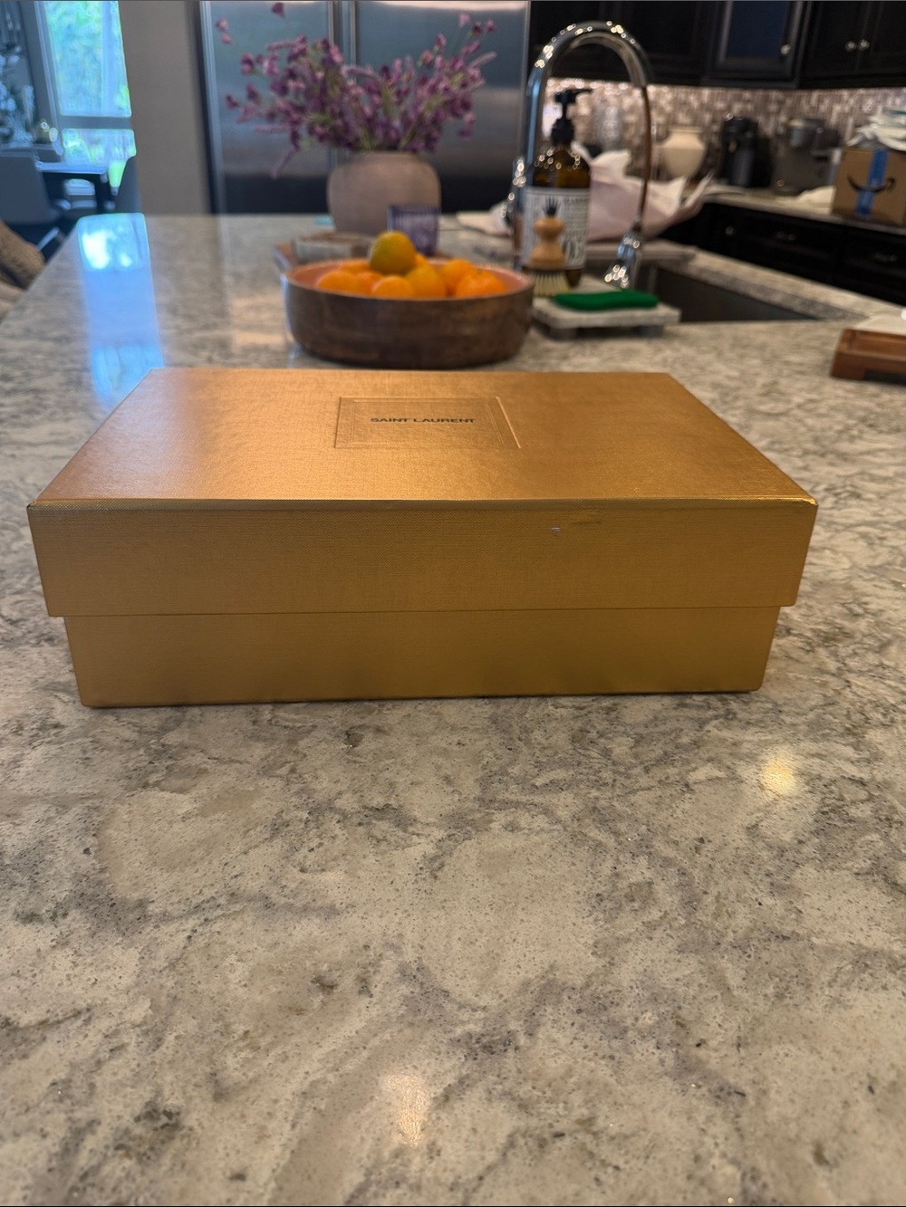 Saint Laurent Metallic Gold Luxury Storage Box - Picture 2 of 7